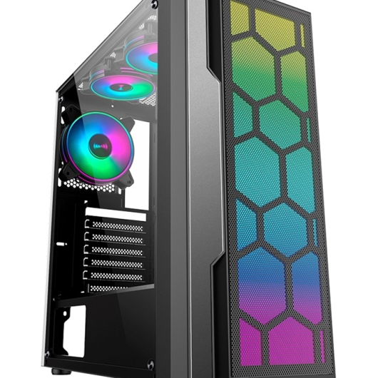 GABINETE GAMER KMEX CG02TT LED RGB S/FAN