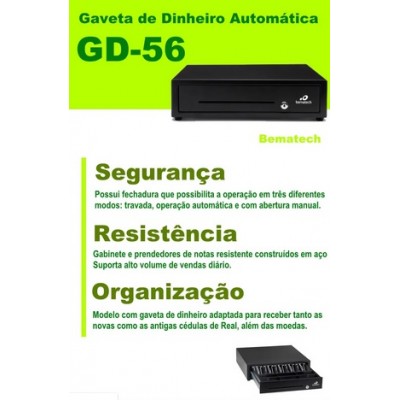 GAVETA DE DINHEIRO BEMATECH  GD56 PRETA